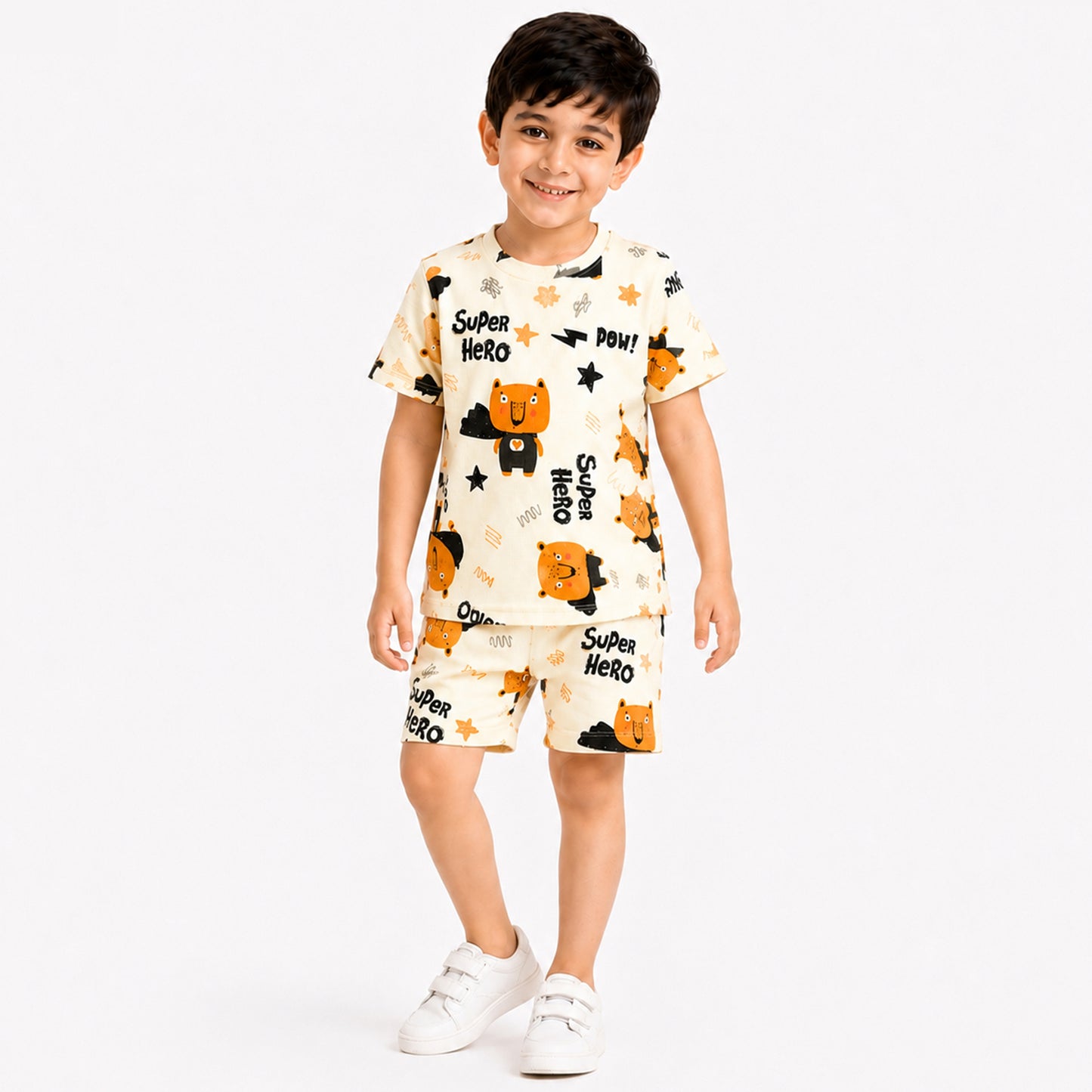 Kuchipoo Boys Cotton T-Shirt & Shorts | Printed Summer Wear Set | Soft & Comfortable Kids Clothing | Pack of 3