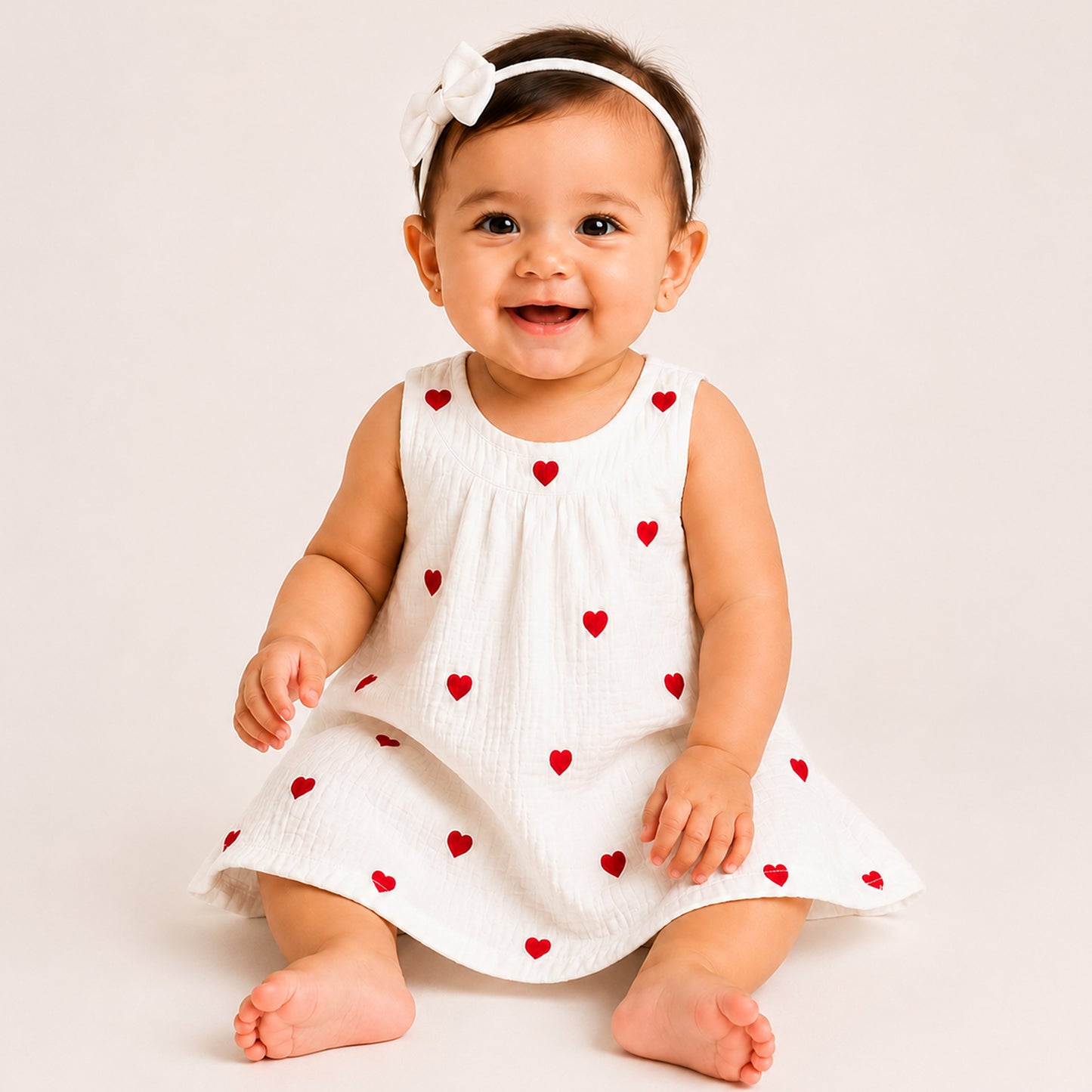 Kuchipoo Baby Girls 100% Muslin Cotton Sleeveless Frocks with Back Zip Closure – Soft & Breathable Dresses - Pack of 3