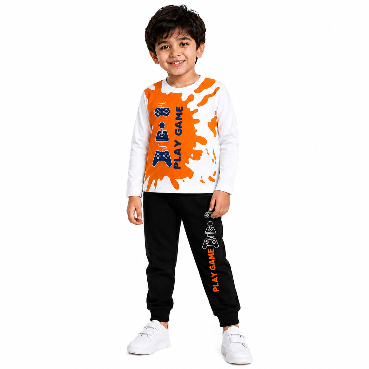 Kuchipoo Boys Full Sleeves T-Shirt and Pajamas Set-Pack 0f 2