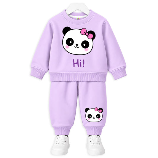 Kuchipoo Girls Printed Sweatshirt & Track Pant Set | Full Sleeve Winter Co-ord Set | Soft & Comfortable Casual Wear for Kids