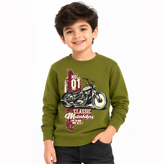 Kuchipoo Boys Regular Fit Graphic Printed Full Sleeve Round Neck Winterwear Sweatshirt