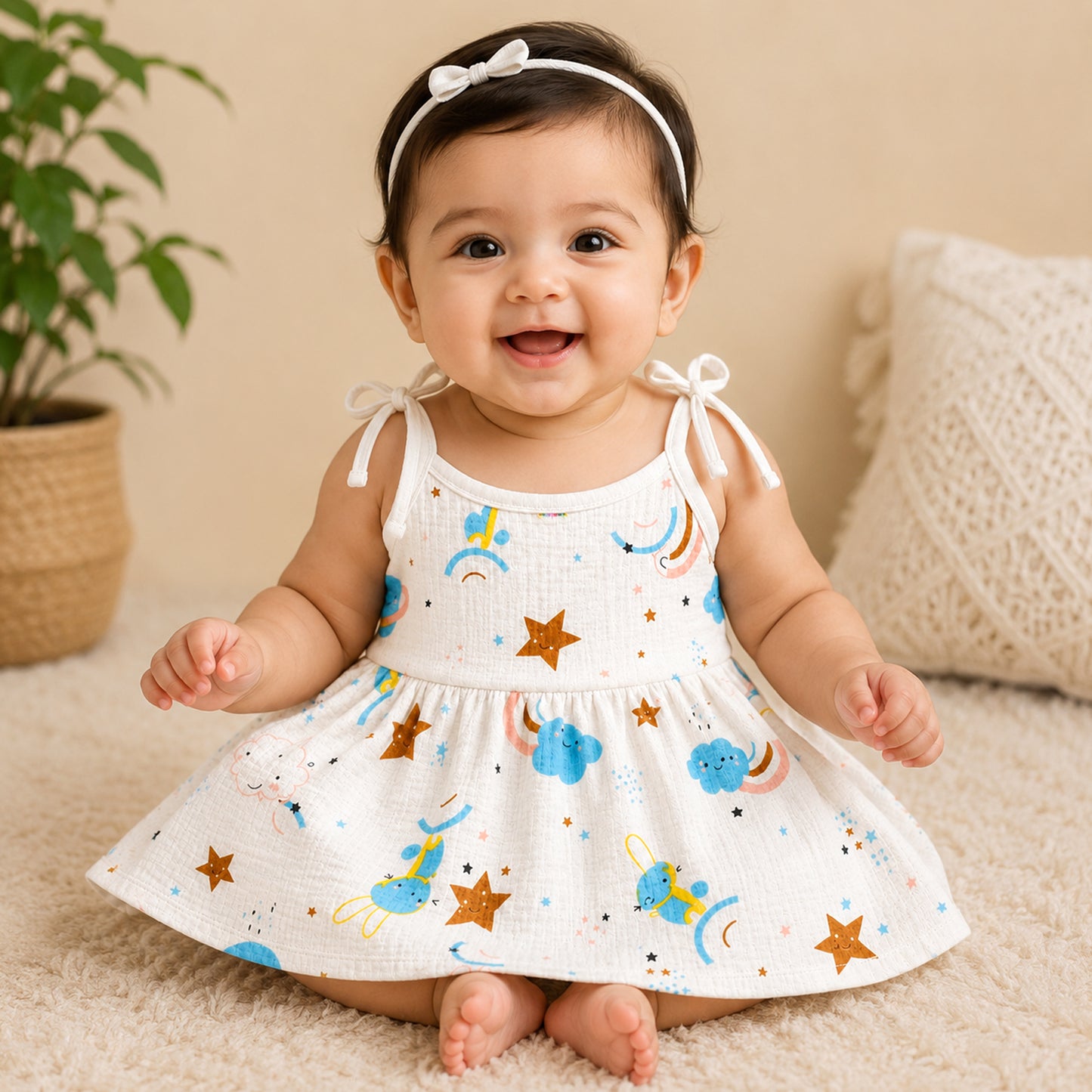 Kuchipoo Baby Girls 100% Muslin Cotton Frocks - Pack of 5