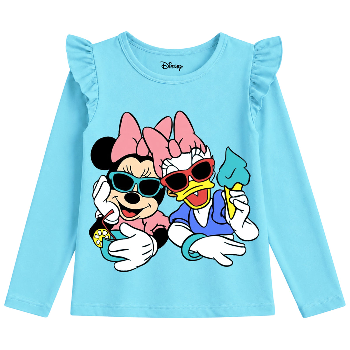 Kuchipoo © Disney Girls Minnie Mouse Frill T-Shirt Combo | Minnie & Friends Graphic Cotton Tees | Casual Summer Wear | Pack of 3