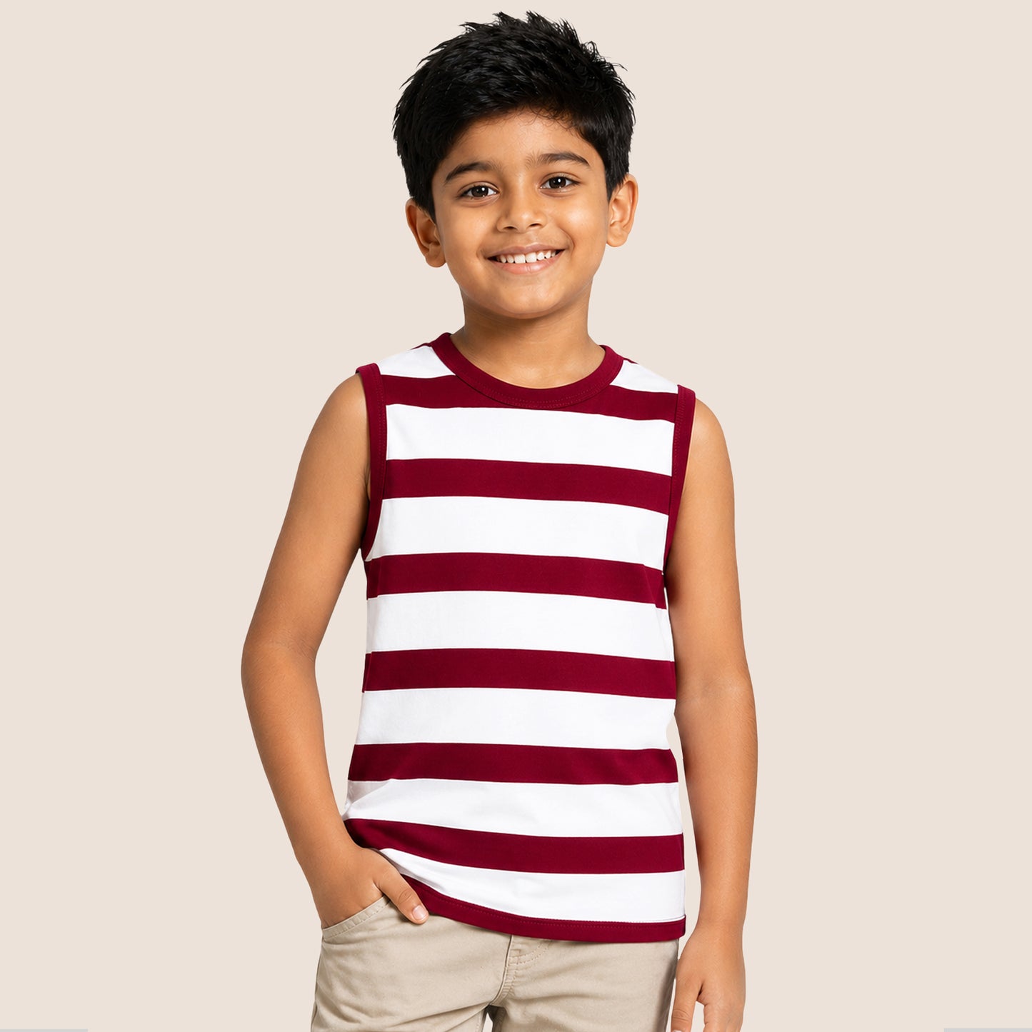 Kuchipoo Boys Sleeveless Cotton Tshirts | Printed Round Neck Kids Tshirts for Summer Wear | Pack of 4