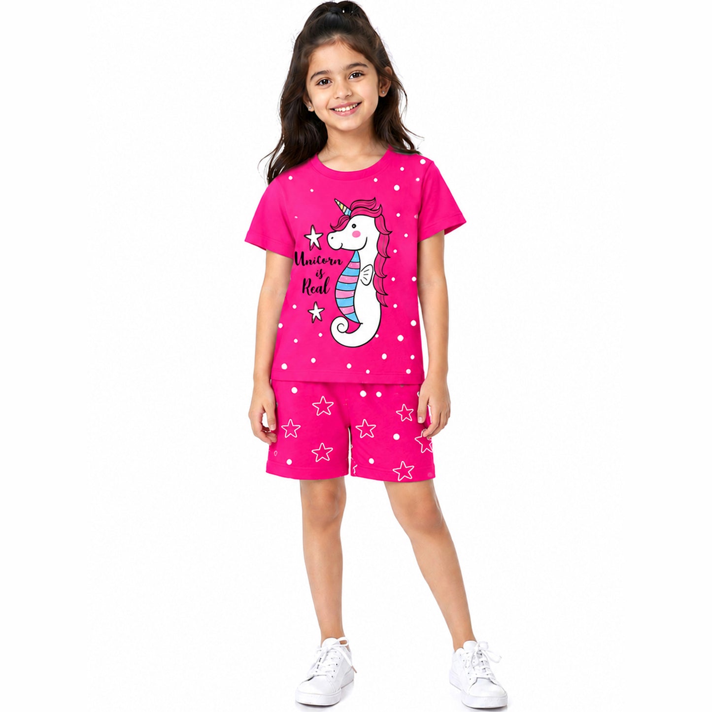 Kuchipoo Girls Cotton T-Shirt & Shorts | Printed Summer Wear Set | Soft & Comfortable Kids Clothing | Pack of 3