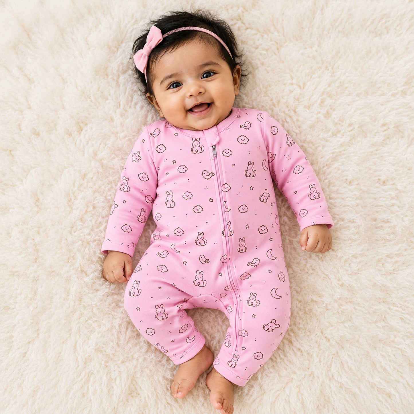 Kuchipoo 100% Cotton Baby Full Bodysuit Romper | Soft & Breathable Infant Clothing | Long Sleeve, Envelope Neck, Zip Closure | Pack of 3