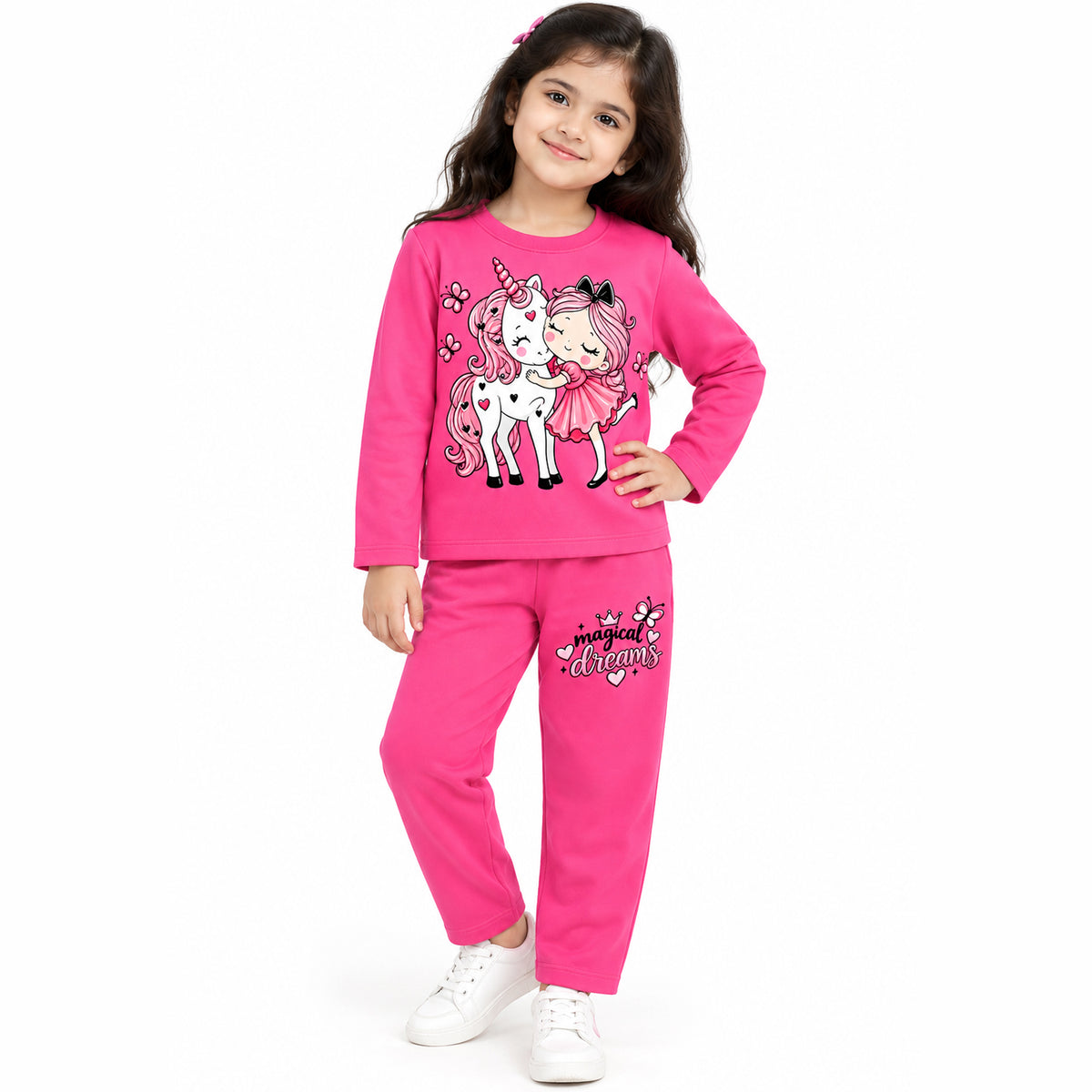 Kuchipoo Girls Regular Fit Cotton T-Shirts and Pyjamas Clothing Set-Pack of 3