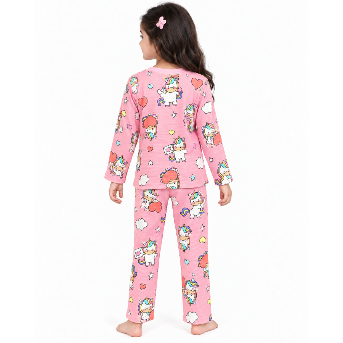 Kuchipoo Girls Printed Full Sleeve T-Shirt & Pajama Set | Soft & Comfortable Kids Night Suit | Cozy Casual Wear for Light Winters