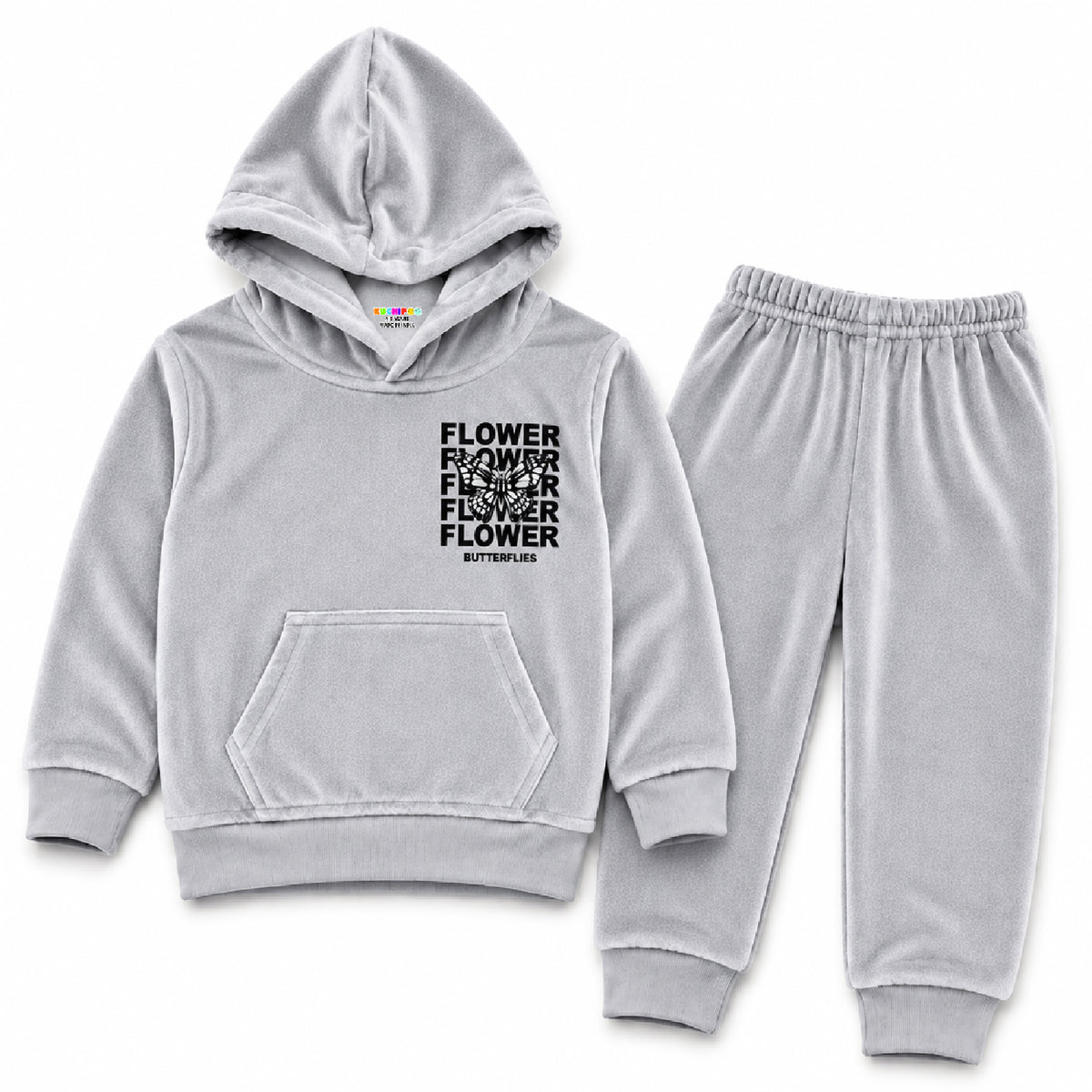 Kuchipoo Girls Velvet Hooded Sweatshirt & Jogger Set | Soft Velour Hoodie with Kangaroo Pocket & Pajama | Warm Full Sleeve Winterwear