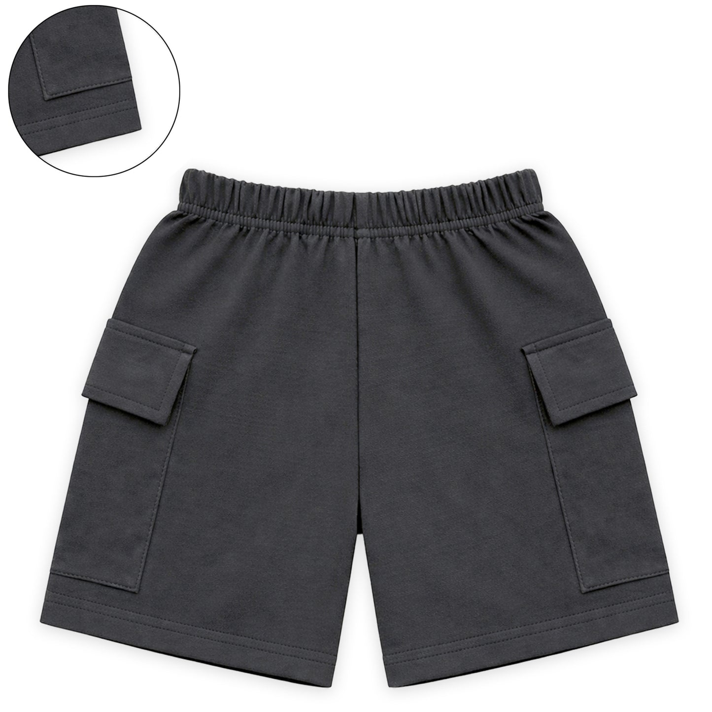 Kuchipoo Boys Cotton Cargo Shorts | Elastic Waistband | Double Pocket Shorts | Summer Casual Wear for Kids | Pack of 3