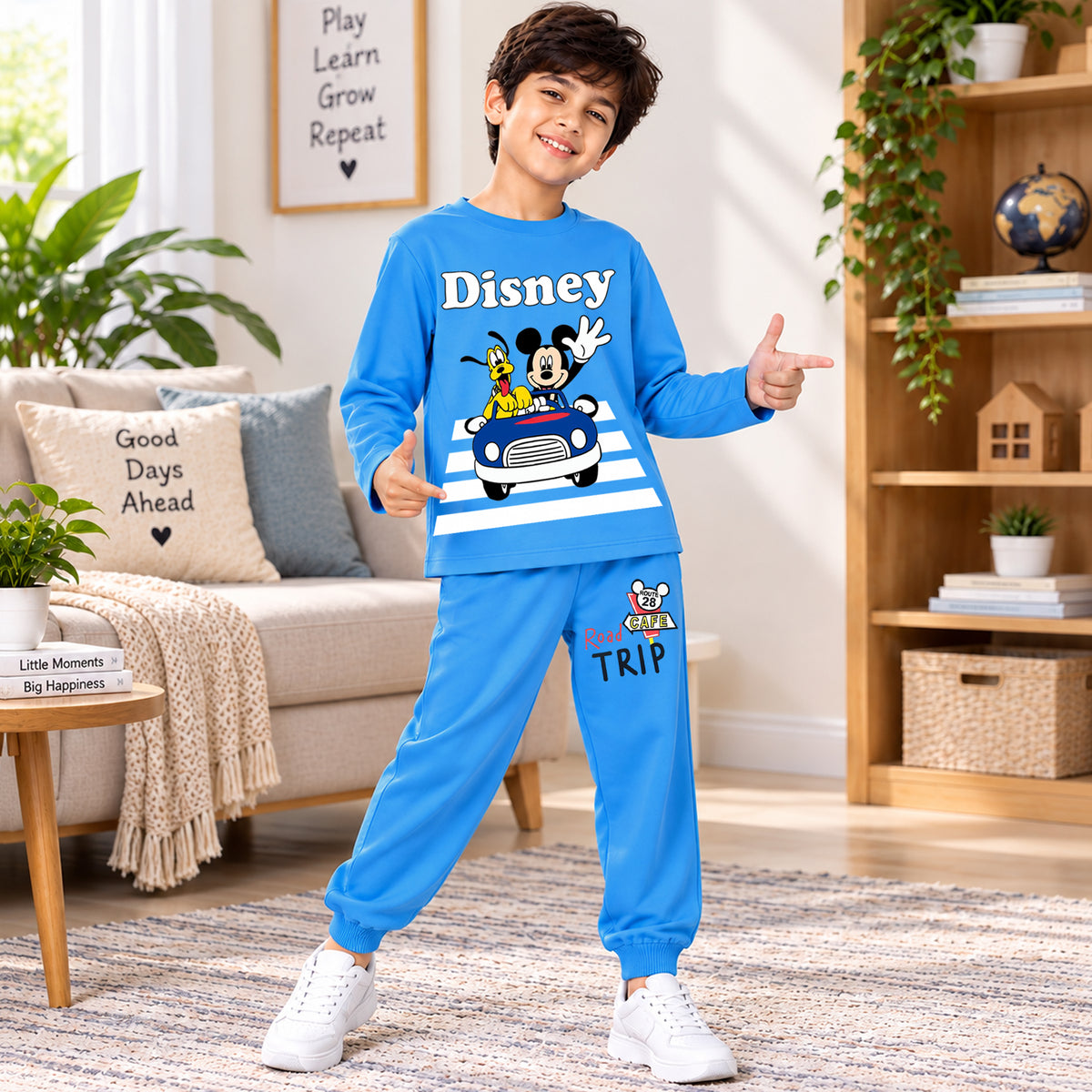 Kuchipoo © Disney Boys Mickey Mouse Printed Cotton T-Shirt & Pyjama Set | Full Sleeve Casual Wear | Pack of 3 Sets