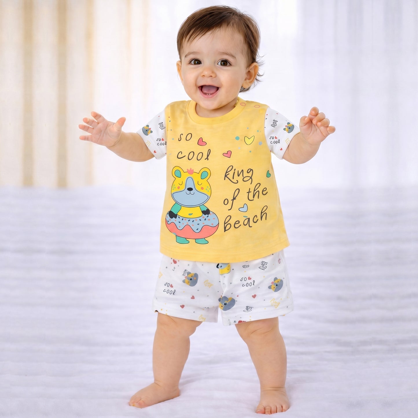 Kuchipoo Girls 100% Cotton T-Shirt & Shorts Set | Printed Summer Wear Set | Soft & Comfortable Kids Clothing | Pack of 4