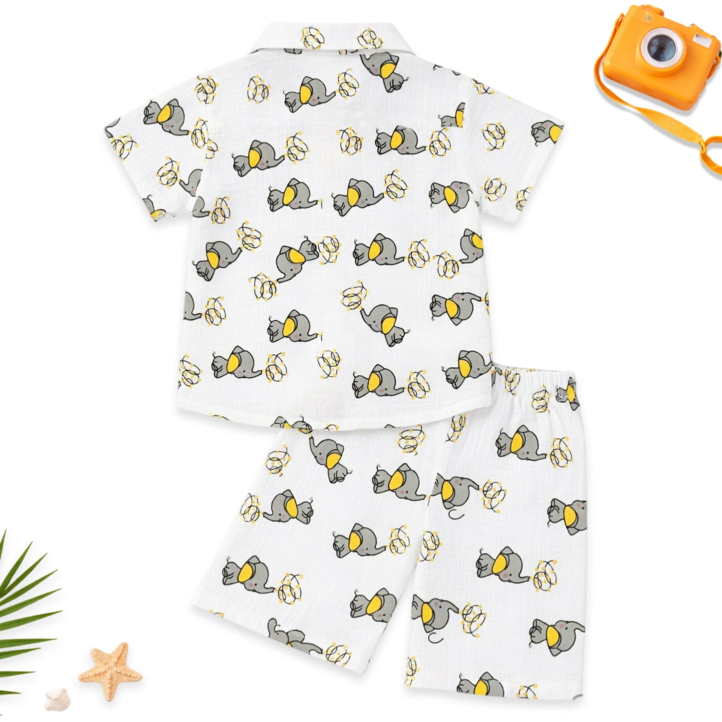 Kuchipoo Boys 100% Muslin Organic Cotton Co-Ord Set | Printed Half Sleeve Shirt & Shorts | Soft Breathable Fabric | Casual Summer Wear | Boys Stylish Outfit (Copy)
