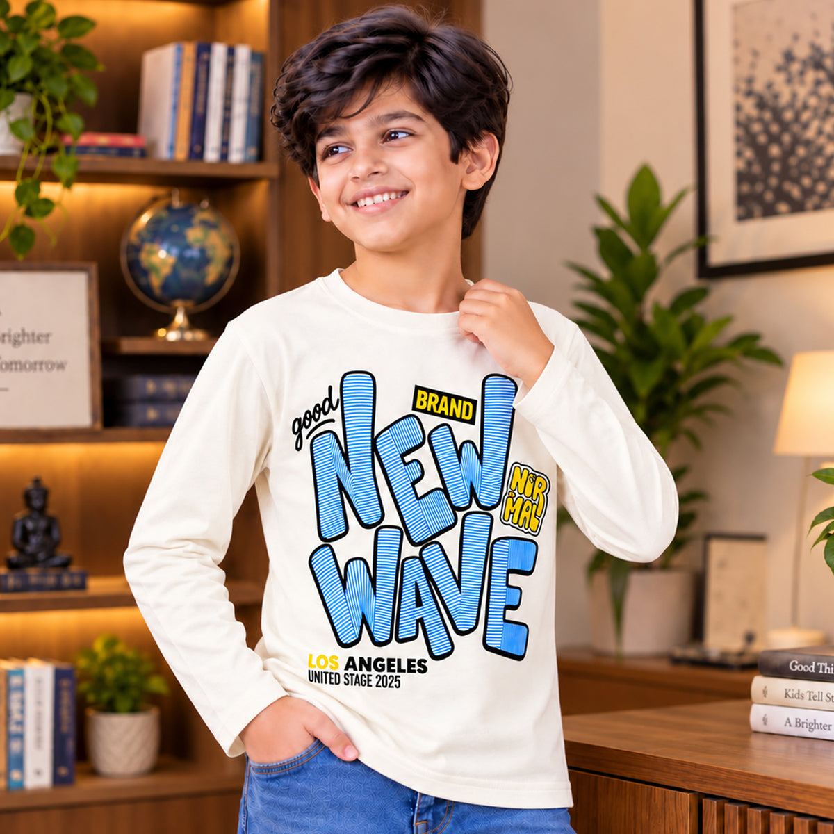 Kuchipoo Boys Cotton Printed T-Shirts | Full Sleeve Round Neck | Soft & Comfortable Casual Wear for Kids | Pack of 5