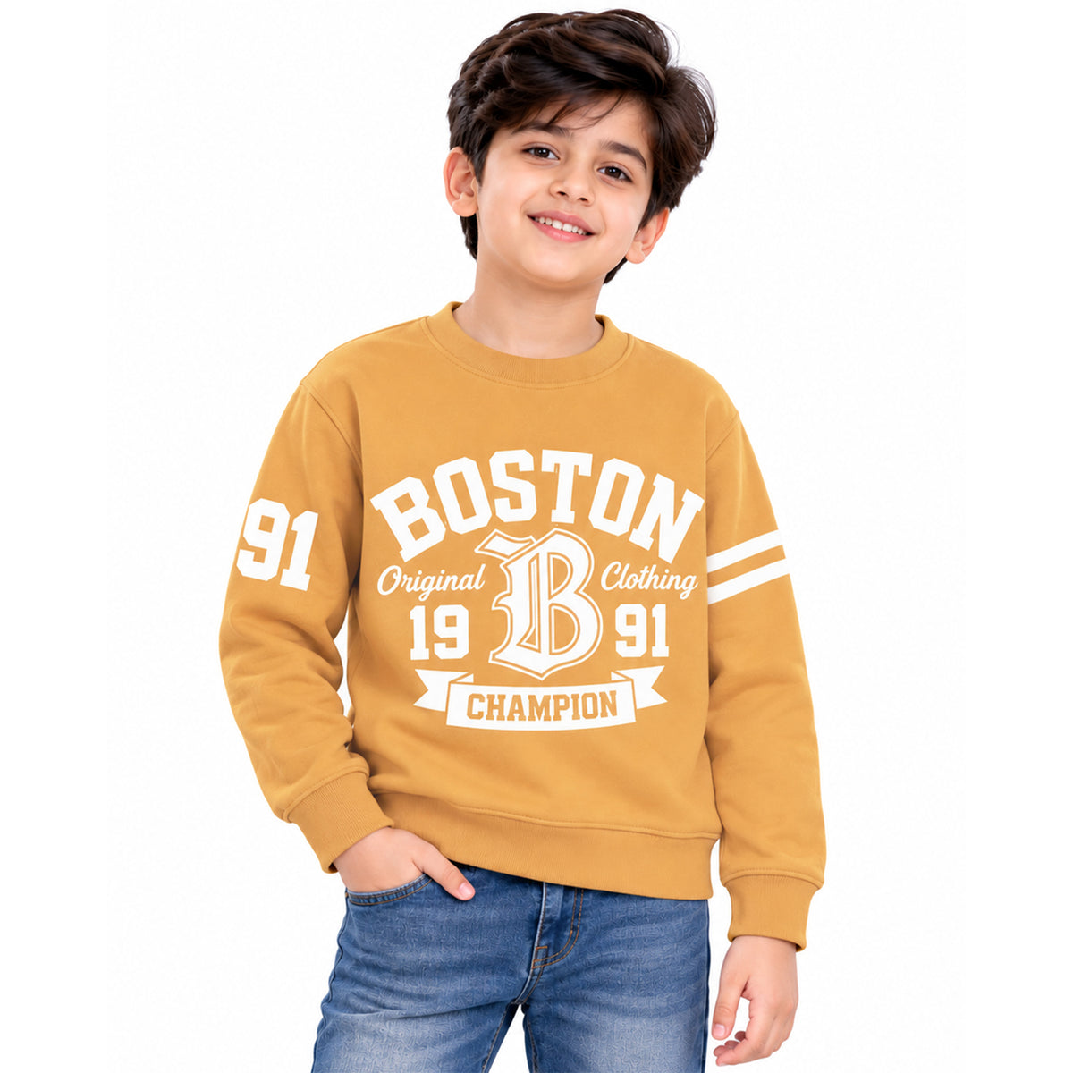 Kuchipoo Boys Graphic Printed Full Sleeve Round Neck Sweatshirt | Regular Fit Winterwear