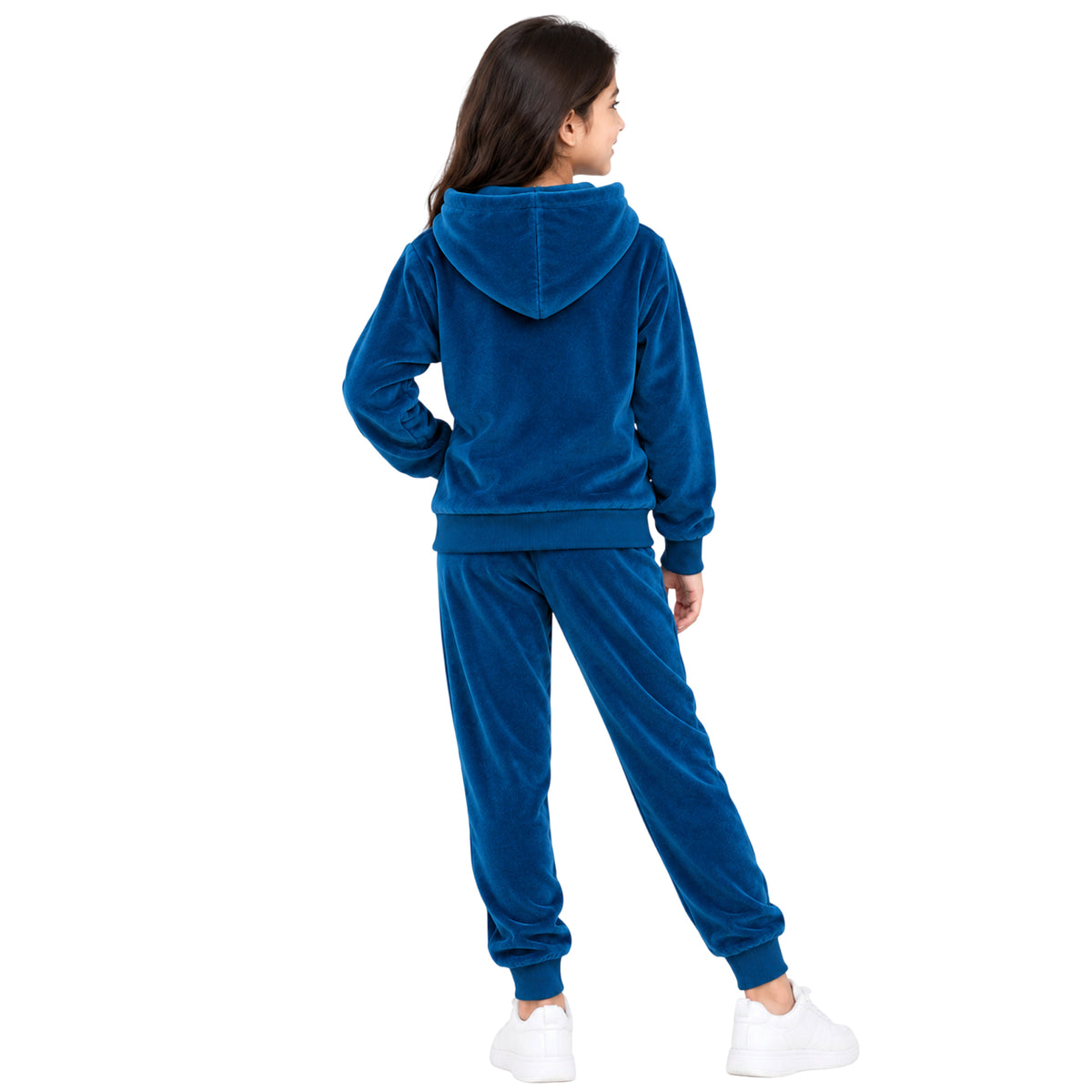 Kuchipoo Girls Velvet Hooded Sweatshirt & Jogger Set | Soft Velour Hoodie with Kangaroo Pocket & Pajama | Warm Full Sleeve Winterwear