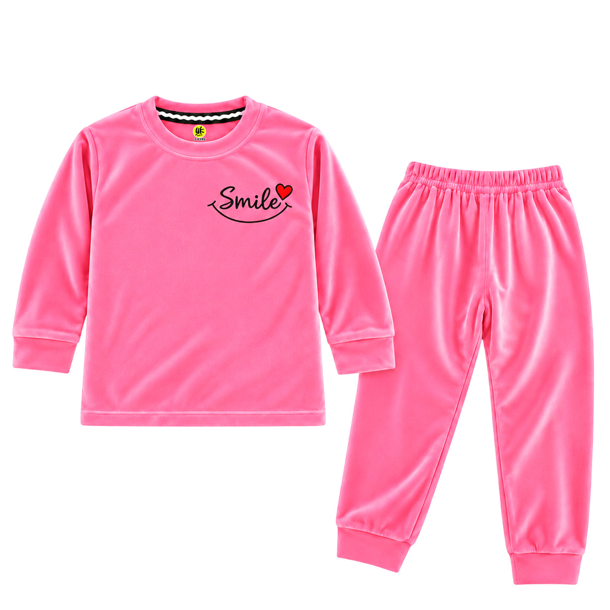 Kuchipoo Girls Velvet Top & Pajama Set | Soft Velour Round Neck Full Sleeve Top & Pajama | Warm Winterwear