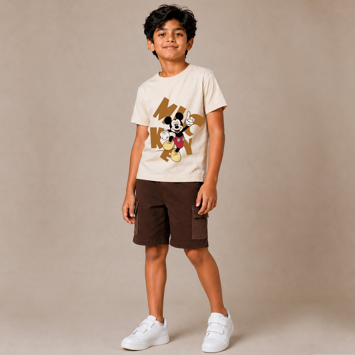 Kuchipoo © Disney Boys Regular Fit Cotton T-Shirts and Cargo Shorts Set - Pack of 2