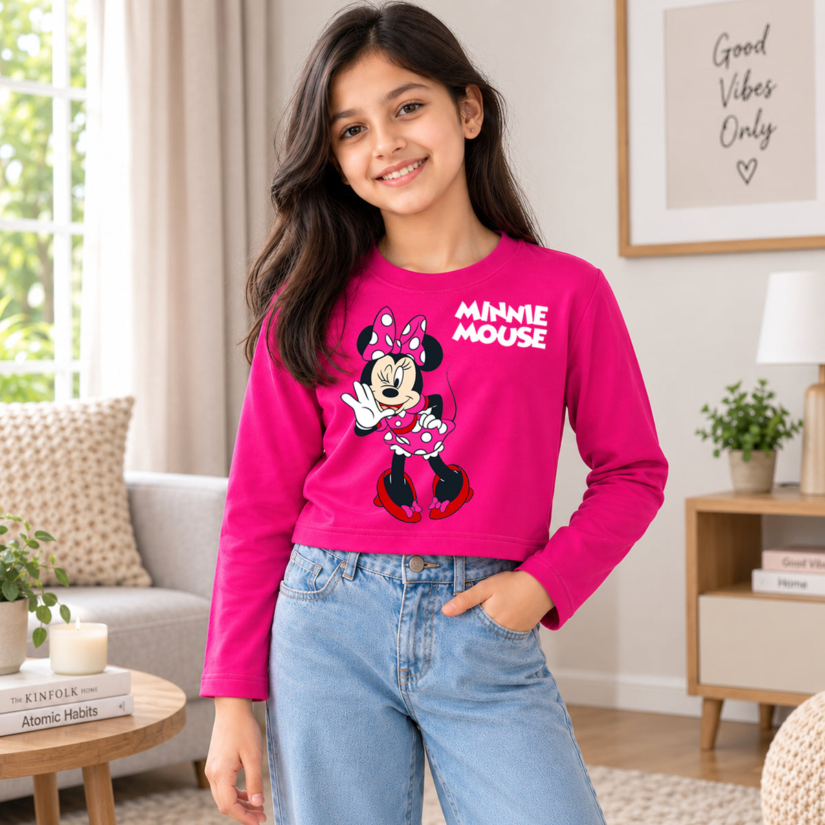 Kuchipoo © Disney Girls Minnie Mouse Crop T-Shirt Combo | Minnie & Friends Graphic Cotton Tees | Casual Summer Wear | Pack of 3