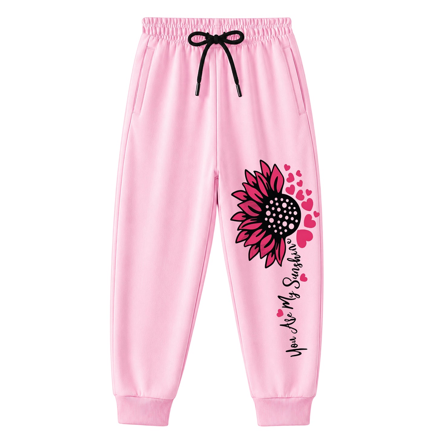 Kuchipoo Girls Cotton Jogger Pants with Elastic Waist & Drawstring – Soft & Comfortable Track Pants for Kids – Pack of 3