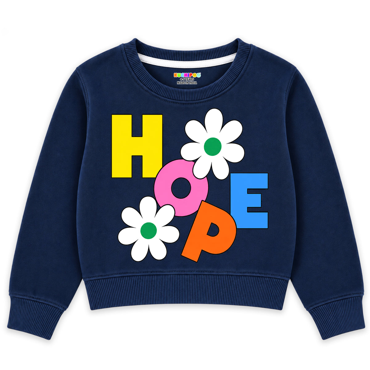 Kuchipoo Girls Crop Top Sweatshirt | Round Neck Pullover | Soft & Comfortable Casual Winter Wear for Kids
