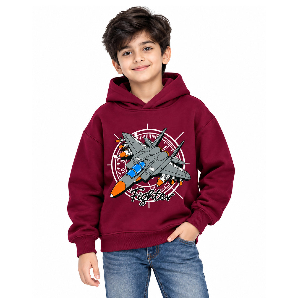Kuchipoo Boys Printed Hooded Sweatshirt | Full Sleeve Pullover Hoodie with Ribbed Cuffs | Warm & Comfortable Casual Winter Wear for Kids