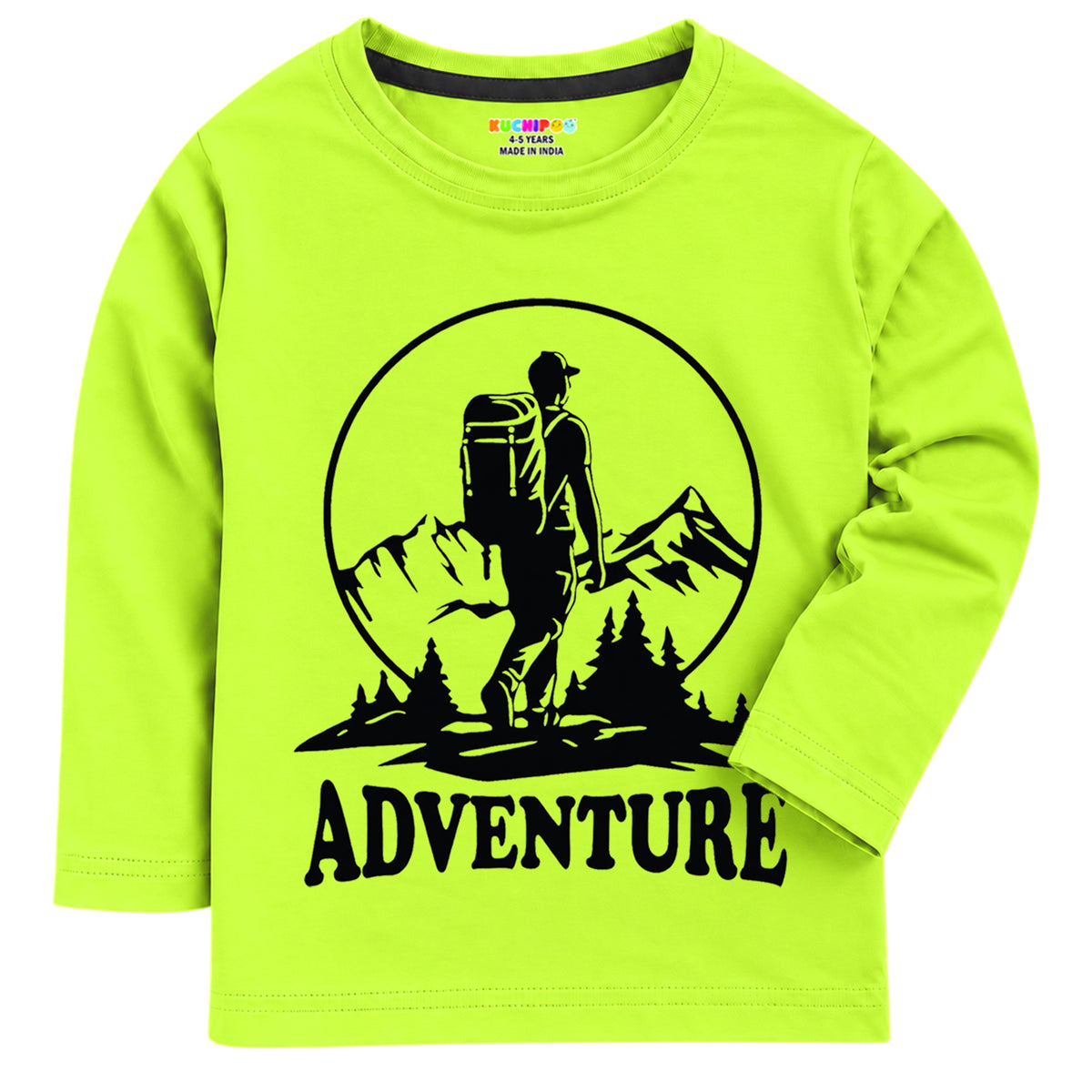Kuchipoo Boys Cotton Printed T-Shirts | Full Sleeve Round Neck | Soft & Comfortable Casual Wear for Kids | Pack of 5