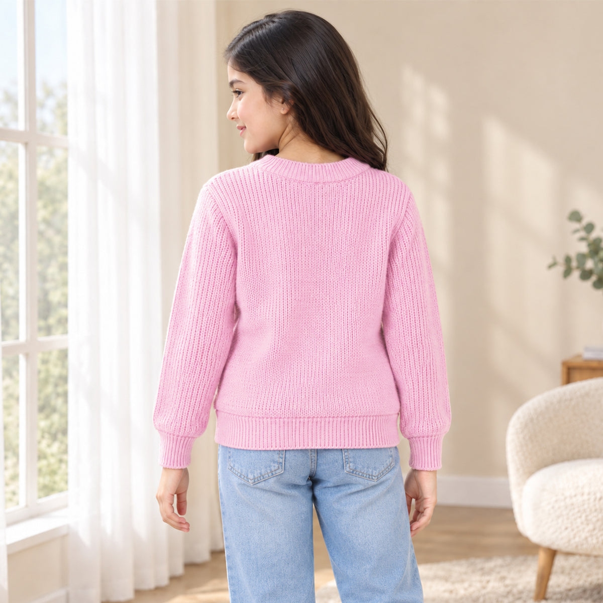 Kuchipoo Girls' Winter Wear Knitted Sweater | Full Sleeves Warm Pullover | Casual & Stylish Kids' Jumper (Copy)