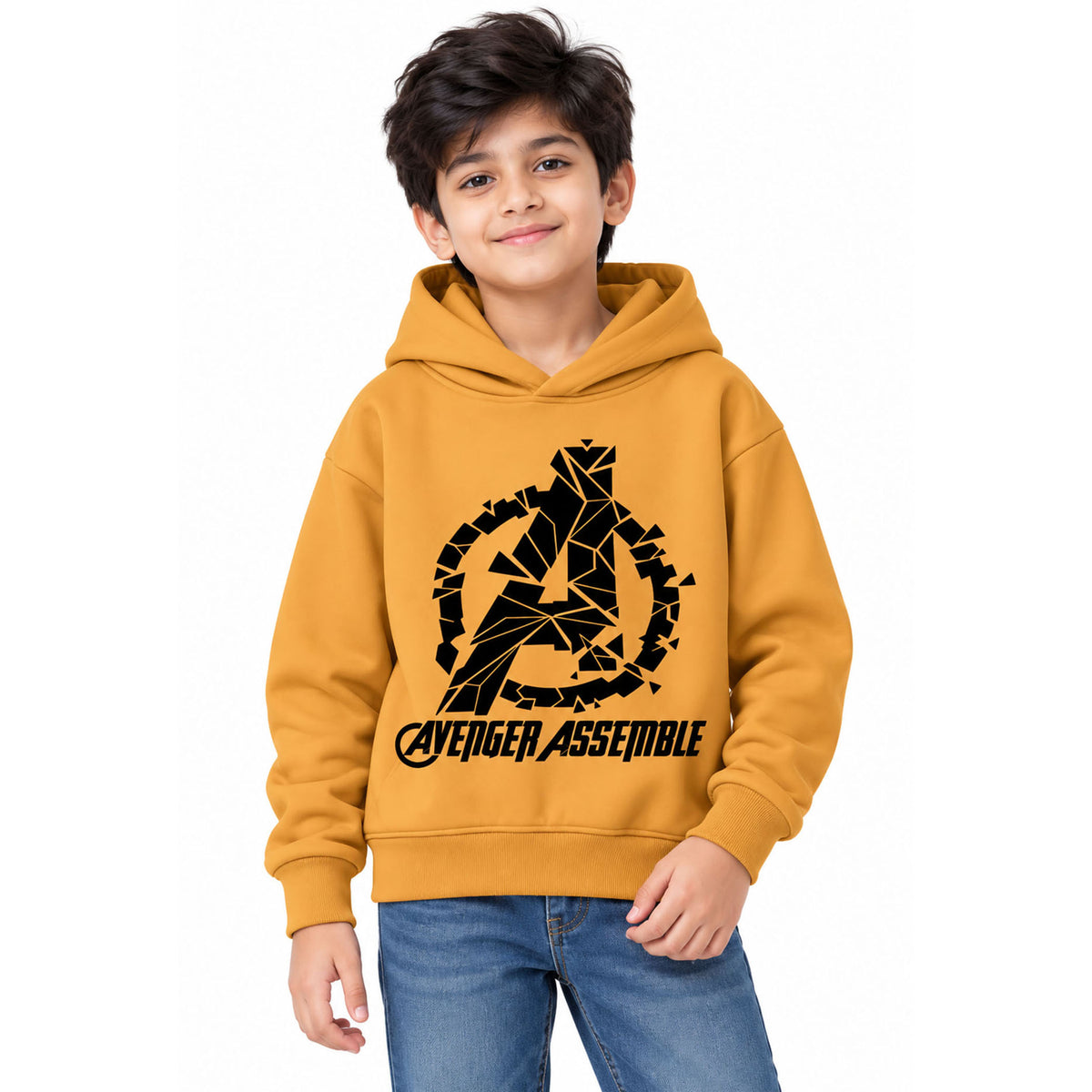 Kuchipoo © Marvel Boys Full Sleeve Hooded Sweatshirt | Marvel Superhero Graphic Printed Pullover Hoodie with Ribbed Cuffs & Hem | Casual Winter Wear for Boys