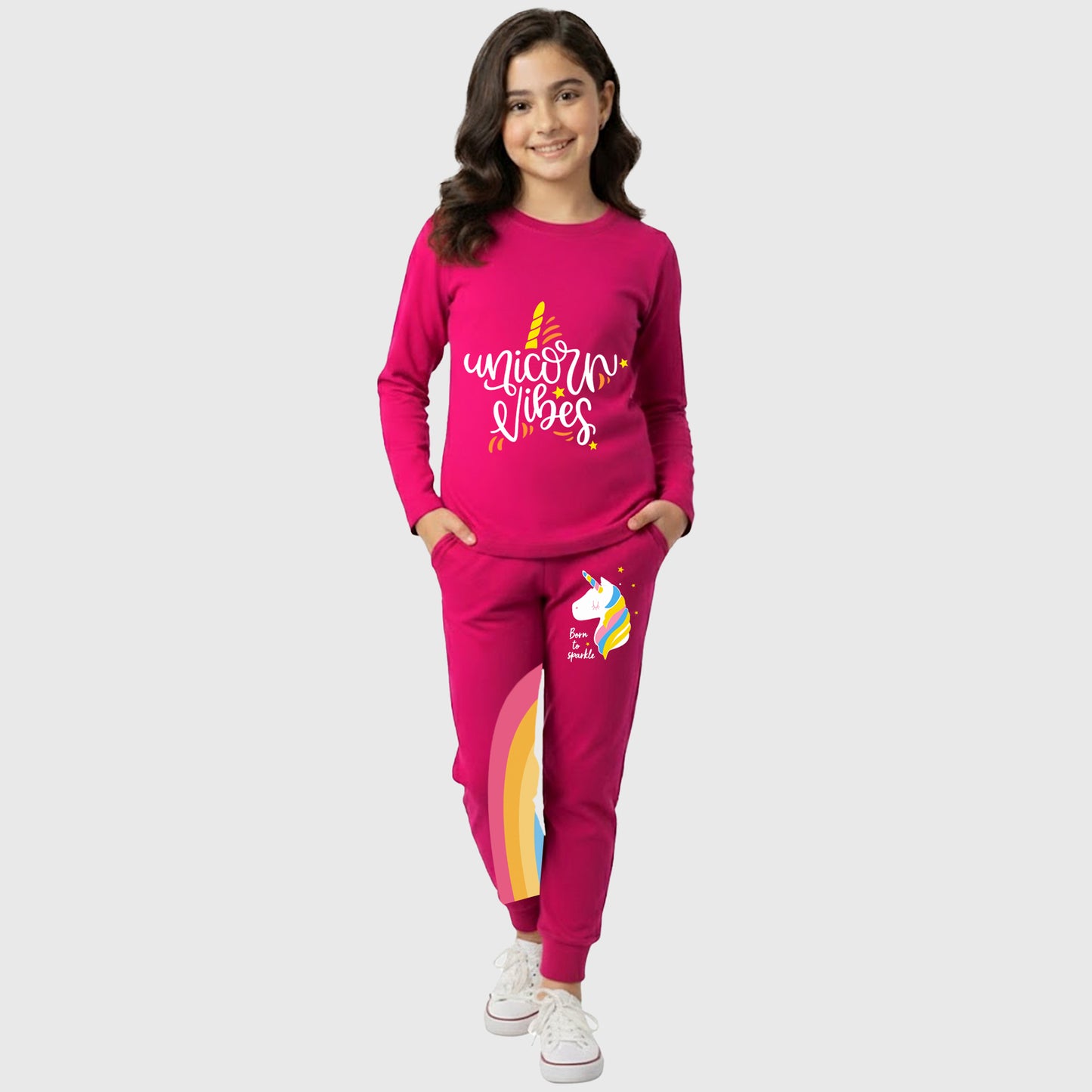 Kuchipoo Girls Regular Fit Cotton T-Shirt and Trackpant Set
