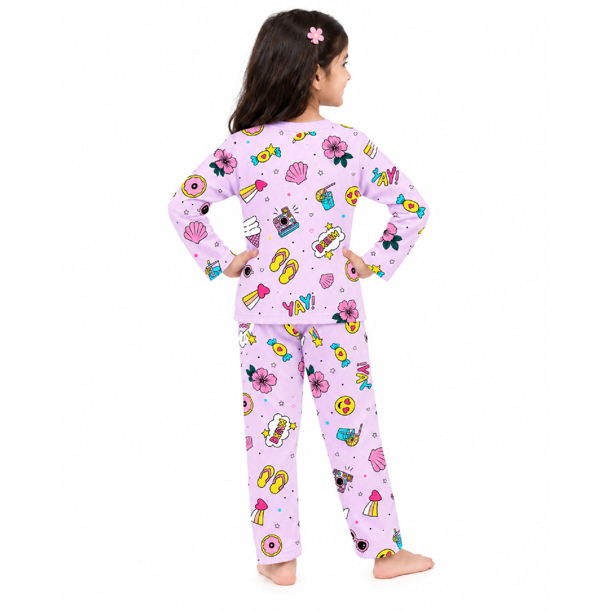 Kuchipoo Girls Printed Full Sleeve T-Shirt & Pajama Set | Soft & Comfortable Kids Night Suit | Cozy Casual Wear for Light Winters (Copy) (Copy)