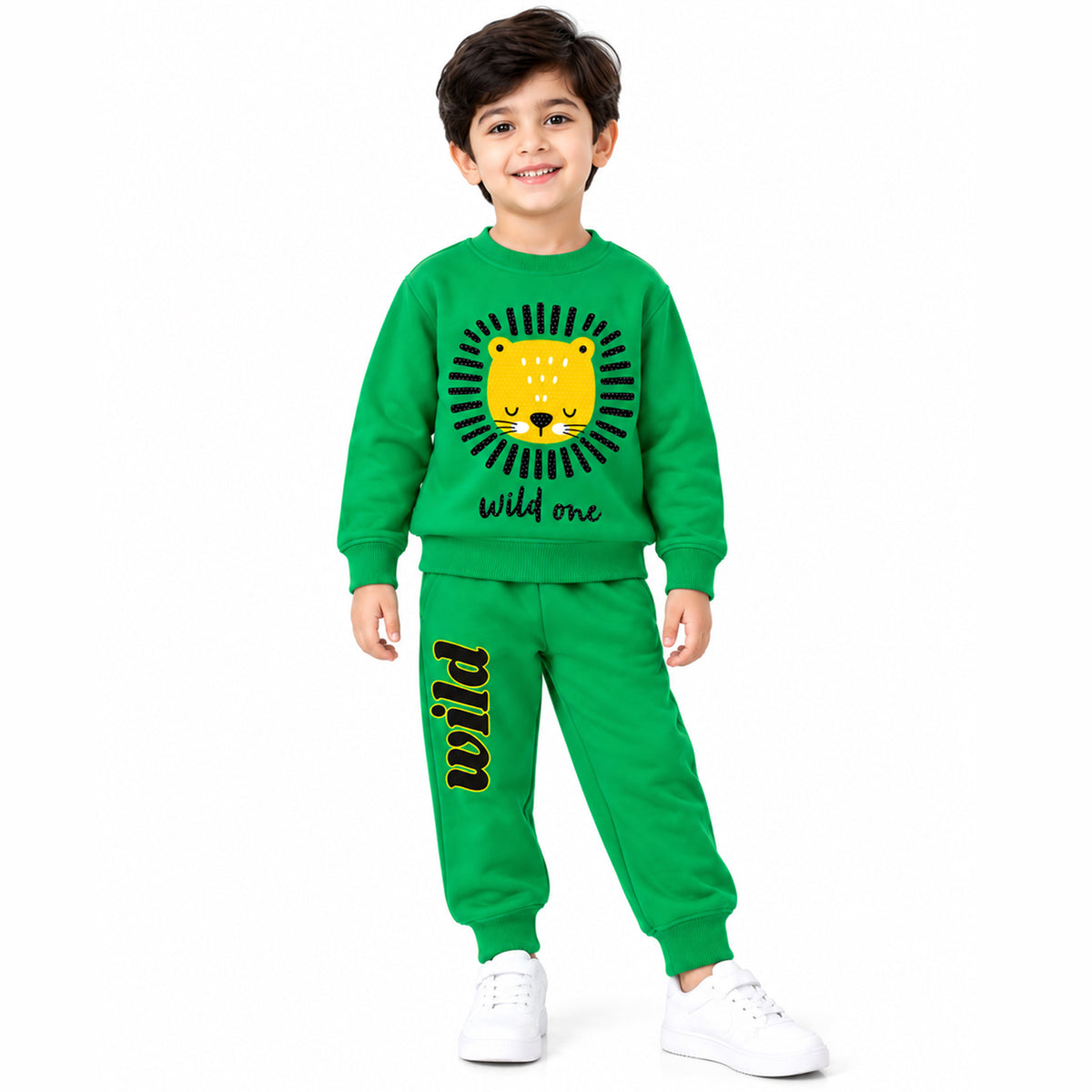 Kuchipoo Boys Printed Sweatshirt & Track Pant Set | Full Sleeve Winter Co-ord Set | Soft & Comfortable Casual Wear for Kids