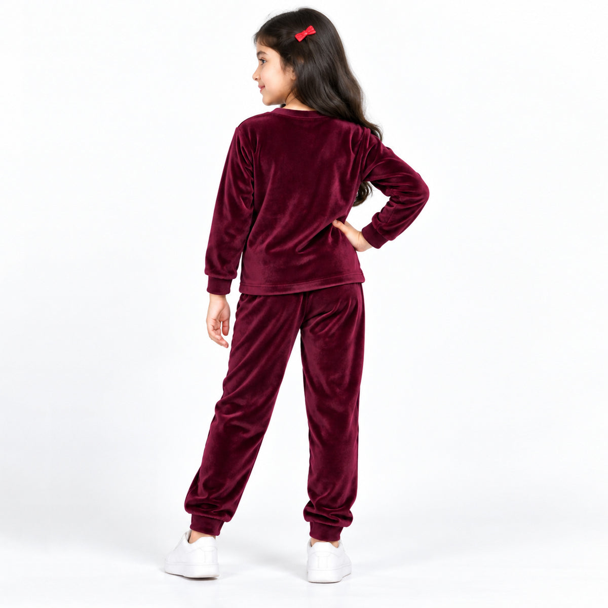 Kuchipoo Girls Velvet Night Suit Set | Full Sleeve Winter Pajama Set with Cute Unicorn Design| Warm & Soft Winterwear for Girls