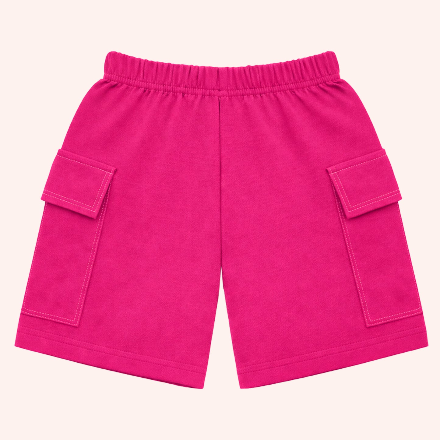 Kuchipoo Girls Cotton Cargo Shorts | Elastic Waistband | Double Pocket Shorts | Summer Casual Wear for Kids- Pack of 5