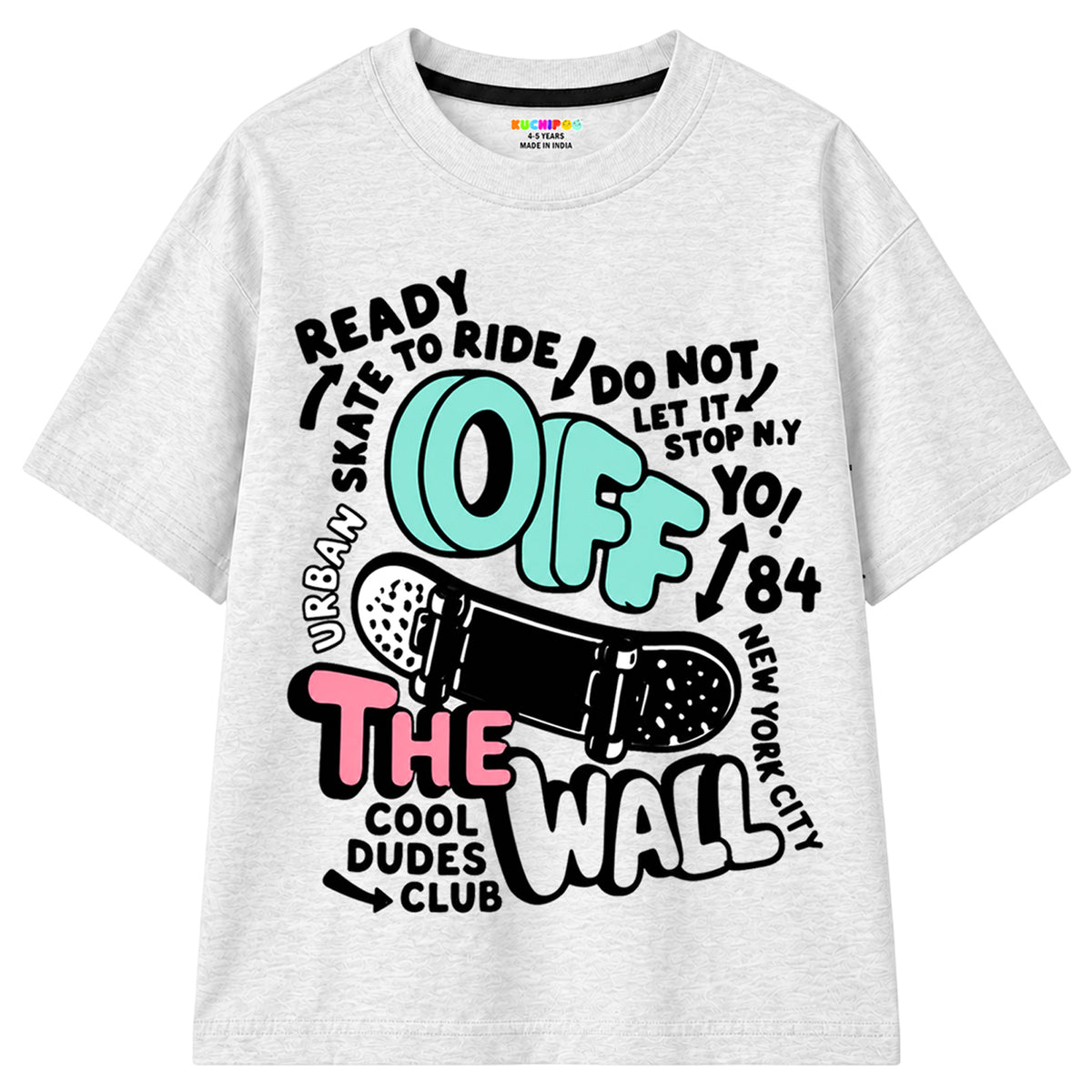 Kuchipoo Boys Cotton Printed T-Shirts | Half Sleeve Round Neck | Soft & Comfortable Casual Wear for Kids | Pack of 5