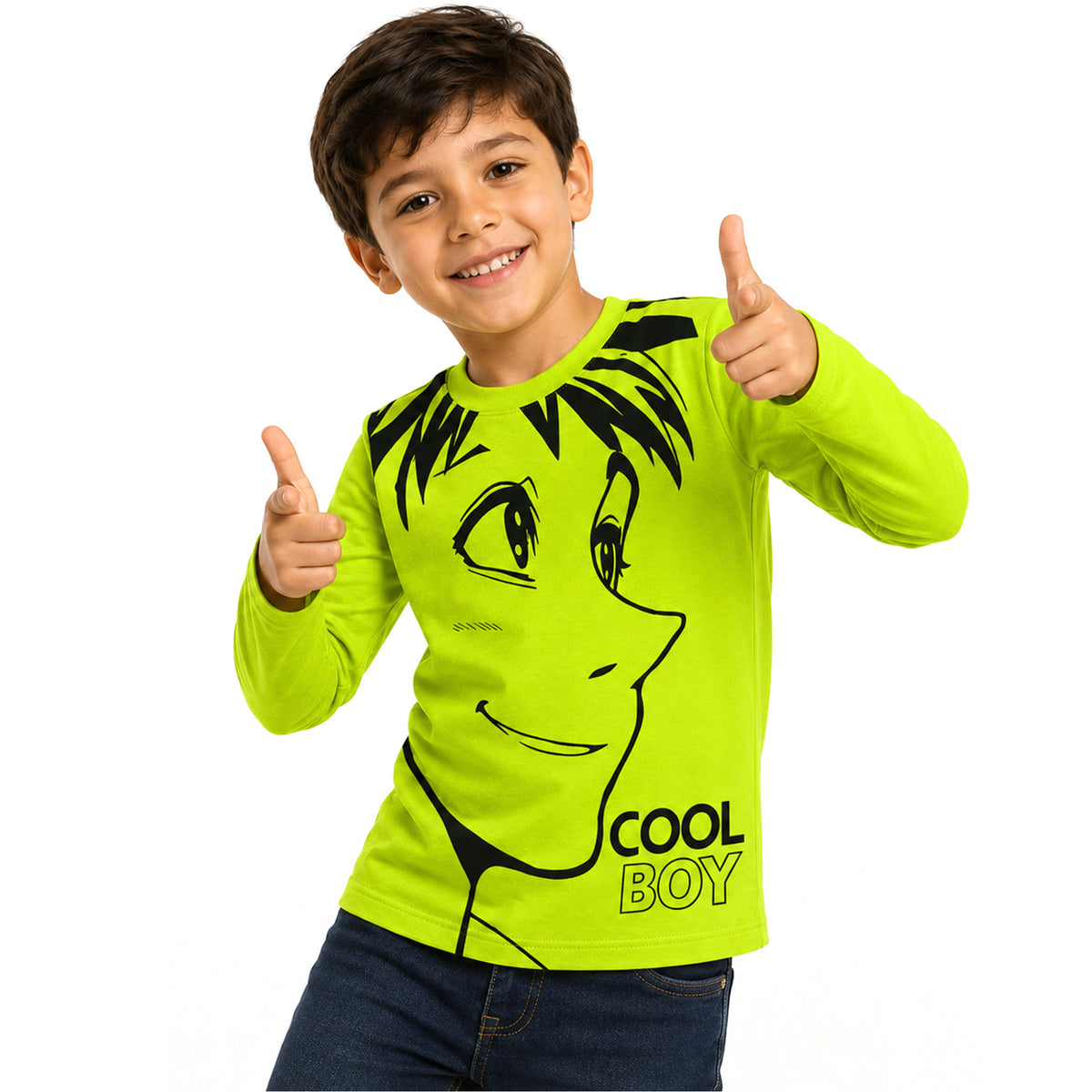 Kuchipoo Boys Cotton Printed T-Shirts | Full Sleeve Round Neck | Soft & Comfortable Casual Wear for Kids | Pack of 5