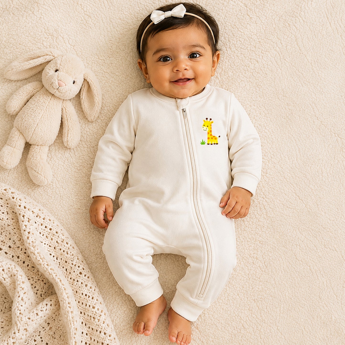 Kuchipoo 100% Cotton Baby Boy & Baby Girl Full Bodysuit Romper | Soft & Breathable Infant Clothing | Long Sleeve, Crew Neck, Zip Closure | Pack of 3