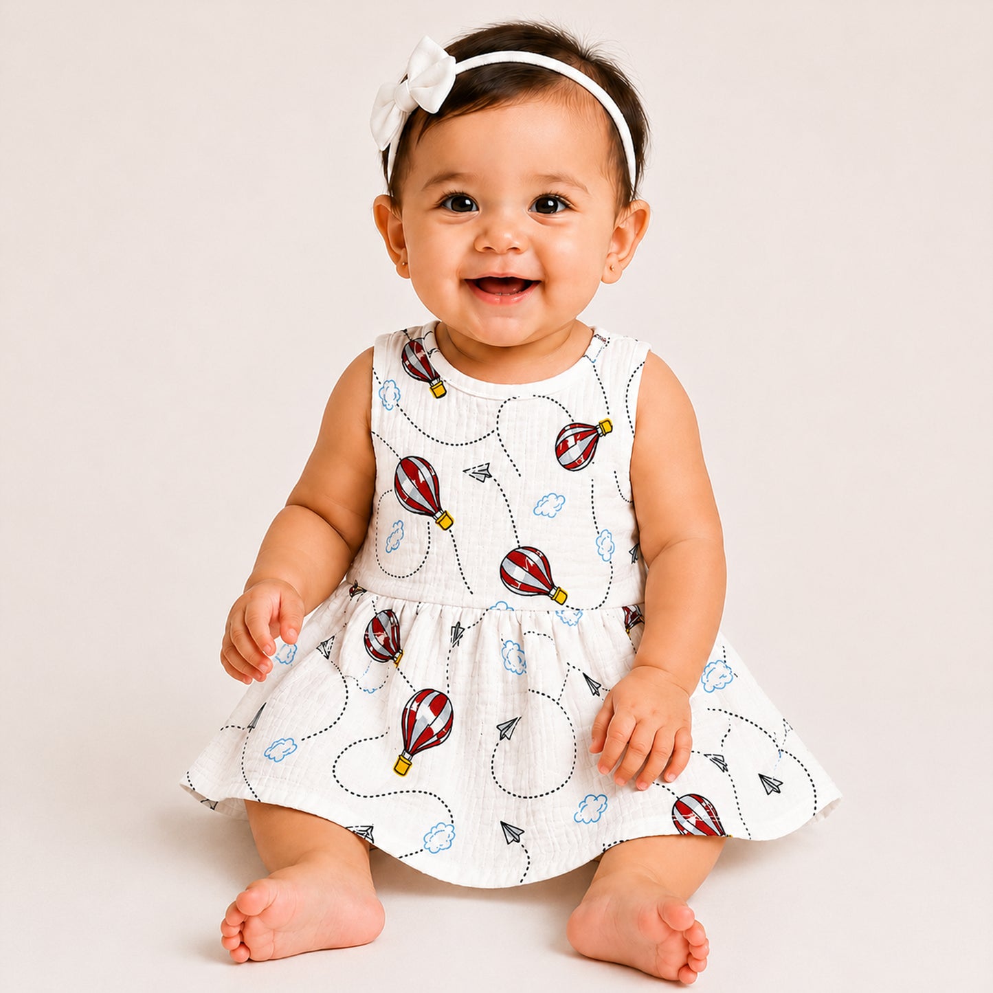 Kuchipoo Baby Girls 100% Muslin Cotton Frocks - Pack of 3