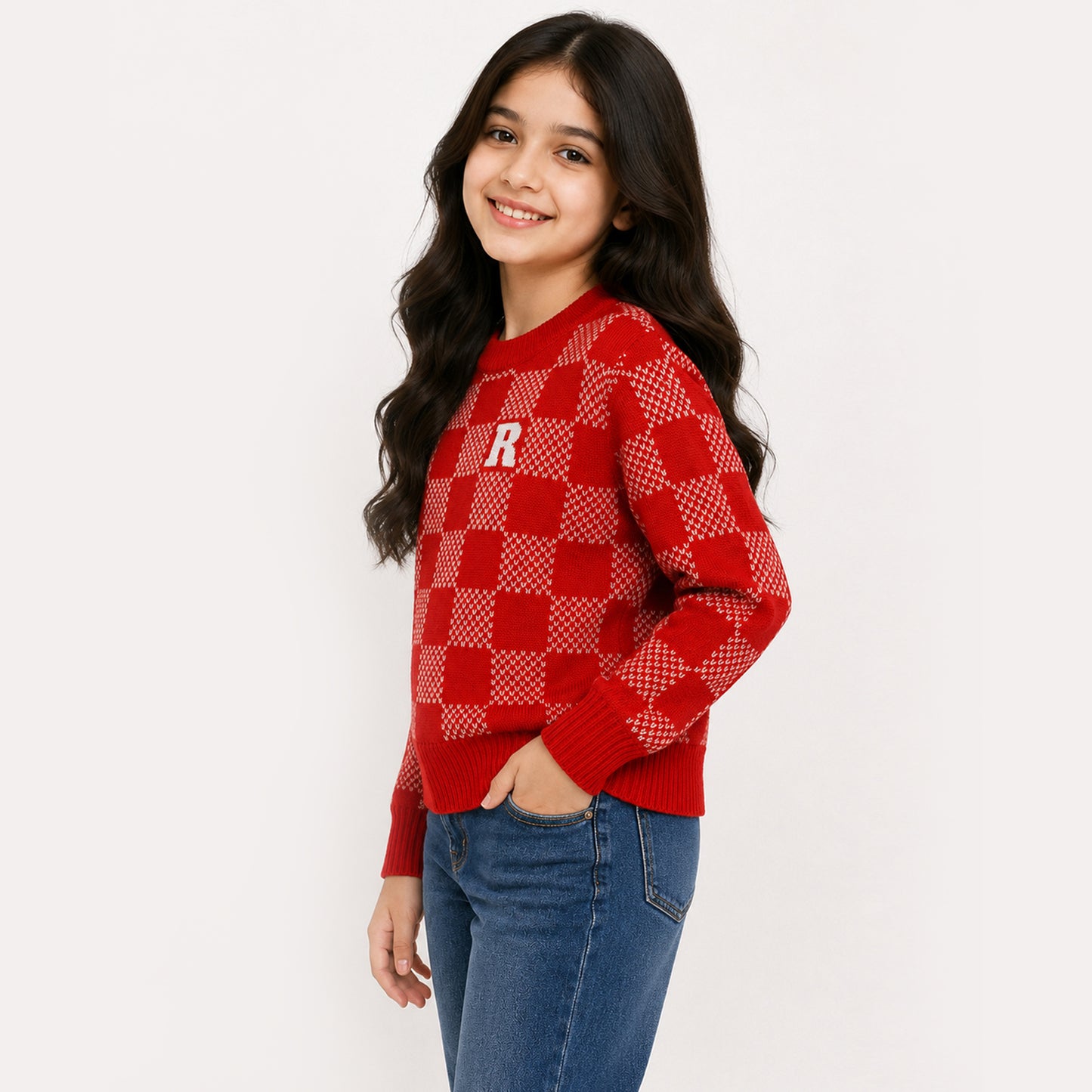 Kuchipoo Girls' Winter Wear Knitted Sweater | Full Sleeves Warm Pullover | Casual & Stylish Kids' Jumper