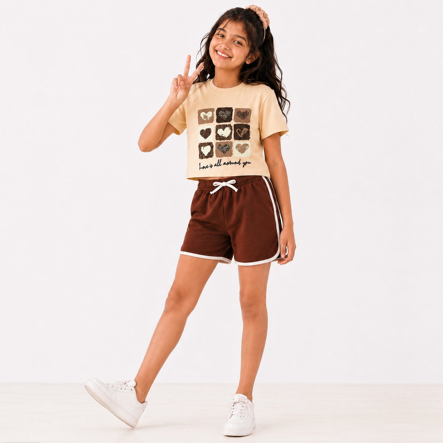 Kuchipoo Girls Cotton Crop Top & Shorts Set | Trendy Graphic Print Summer Wear | Soft & Breathable Kids Clothing Combo | Pack of 2