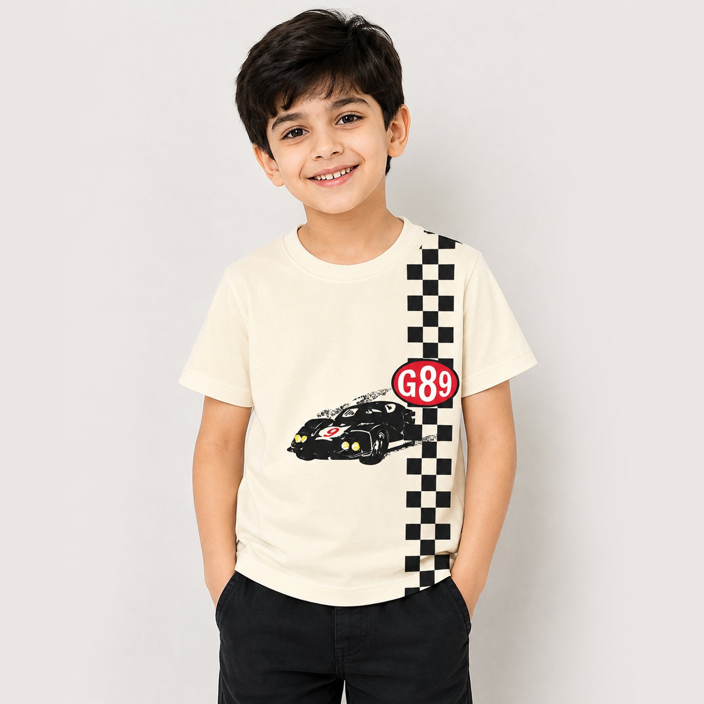 Kuchipoo Boys Cotton Printed T-Shirts | Half Sleeve Round Neck | Soft & Comfortable Casual Wear for Kids | Pack of 5