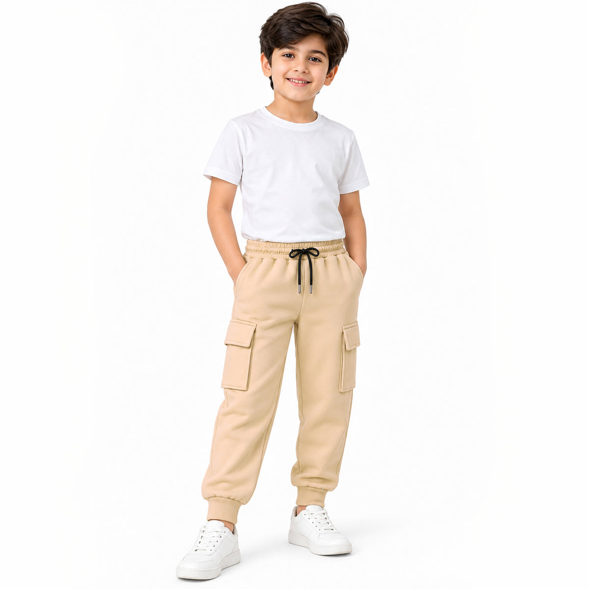 Kuchipoo Boys 4 Pocket Cargo Jogger Pants | Regular Fit Track Pants with Utility Pockets | Soft & Comfortable Casual Wear | Pack of 3