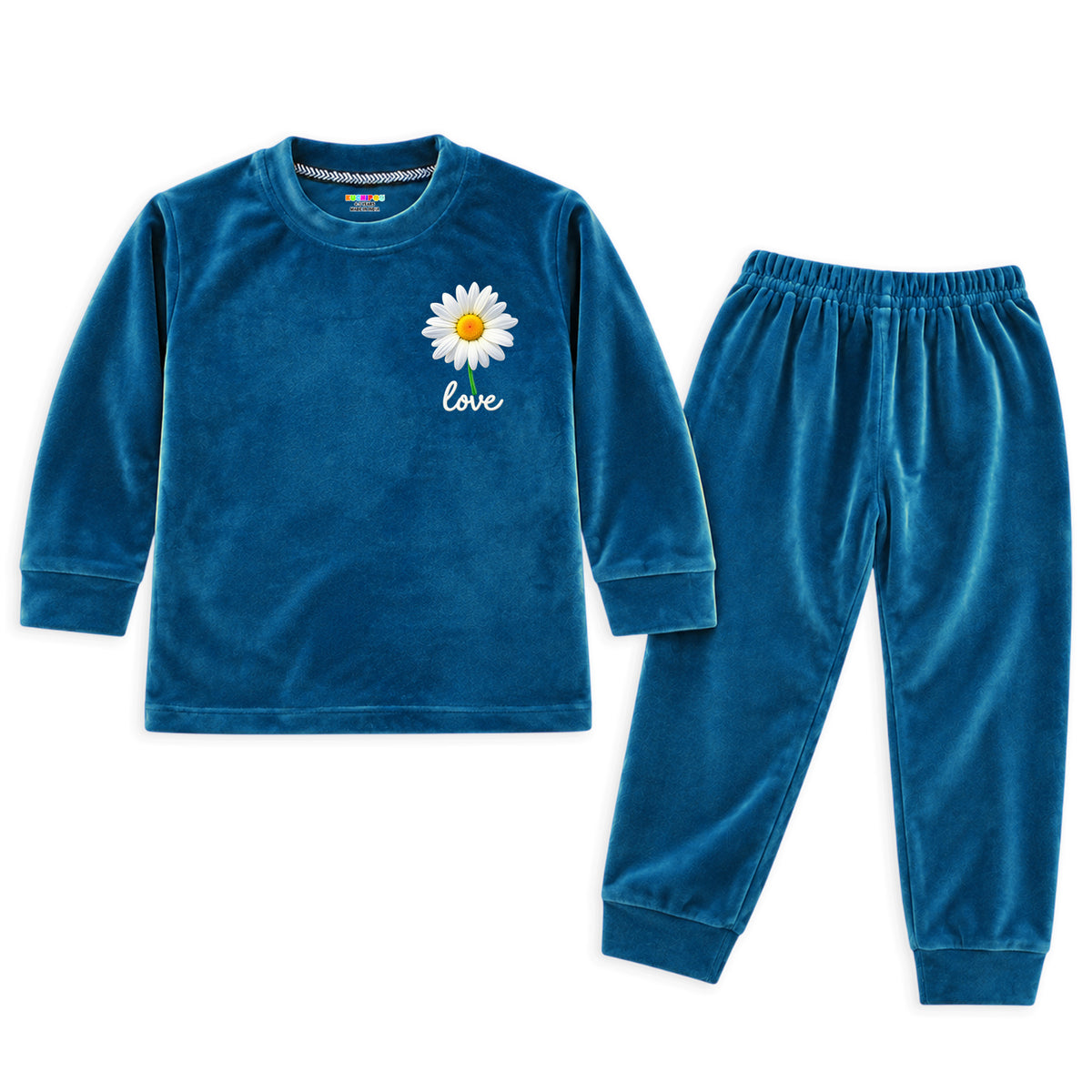 Kuchipoo Girls Velvet Top & Pajama Set | Soft Velour Round Neck Full Sleeve Top & Pajama | Warm Winterwear