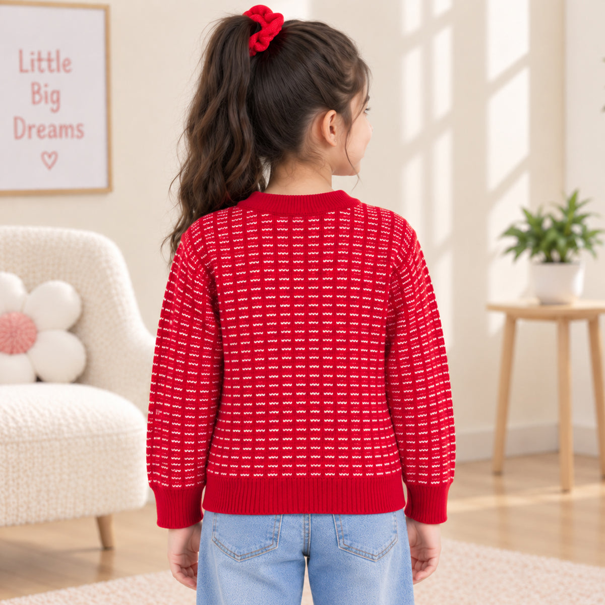 Kuchipoo Girls' Winter Wear Knitted Sweater | Full Sleeves Warm Pullover | Casual & Stylish Kids' Jumper