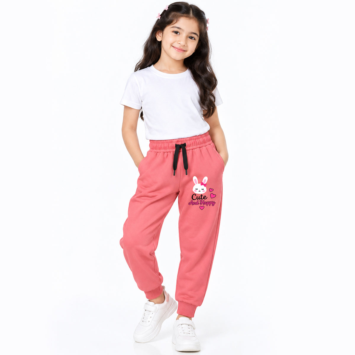 Kuchipoo Girls Printed Jogger Track Pants | Soft & Comfortable Regular Fit Lower with Elastic Waist, Drawstring & Ribbed Cuffs | Casual Sportswear for Kids | Pack of 3