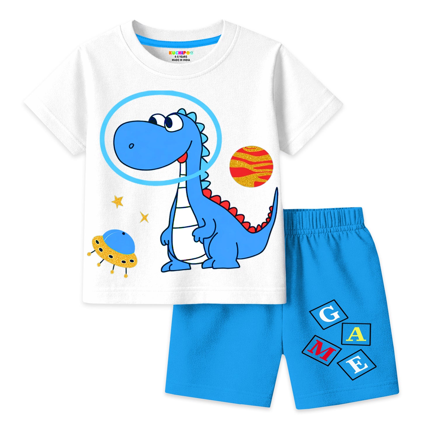 Kuchipoo Boys Cotton T-Shirt & Shorts | Printed Summer Wear Set | Soft & Comfortable Kids Clothing | Pack of 3