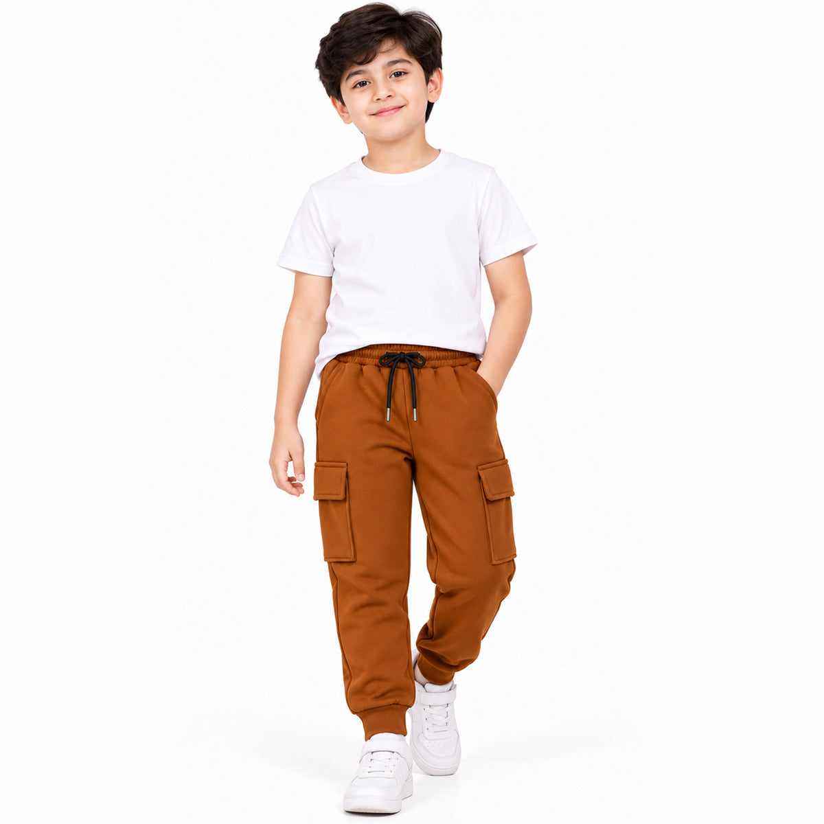 Kuchipoo Boys 4 Pocket Cargo Jogger Pants | Regular Fit Track Pants with Utility Pockets | Soft & Comfortable Casual Wear | Pack of 3