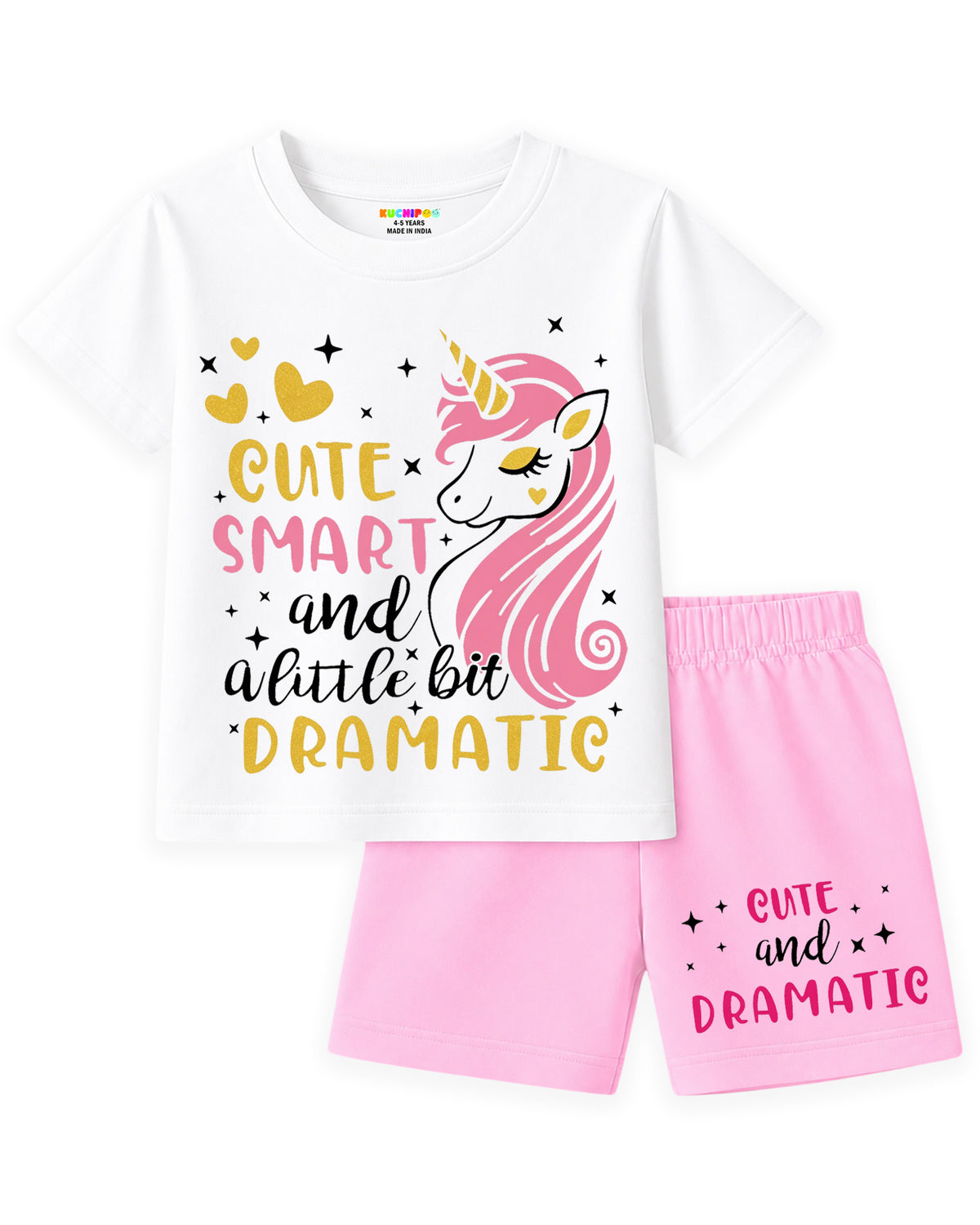 KUCHIPOO GIRLS HALF SLEEVES T-SHIRTS AND SHORTS SET