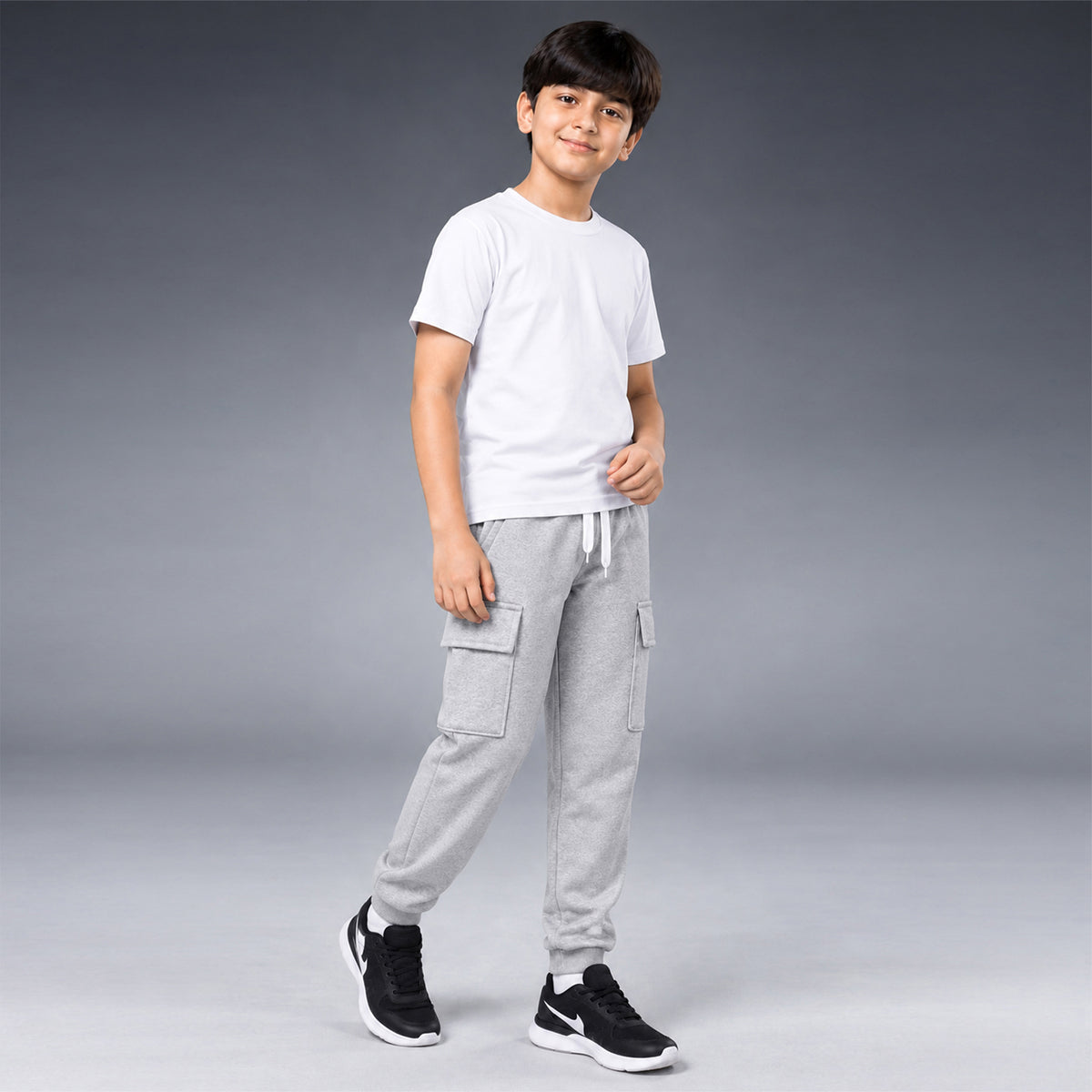 Kuchipoo Boys 4 Pocket Cargo Jogger Pants | Regular Fit Track Pants with Utility Pockets | Soft & Comfortable Casual Wear | Pack of 3