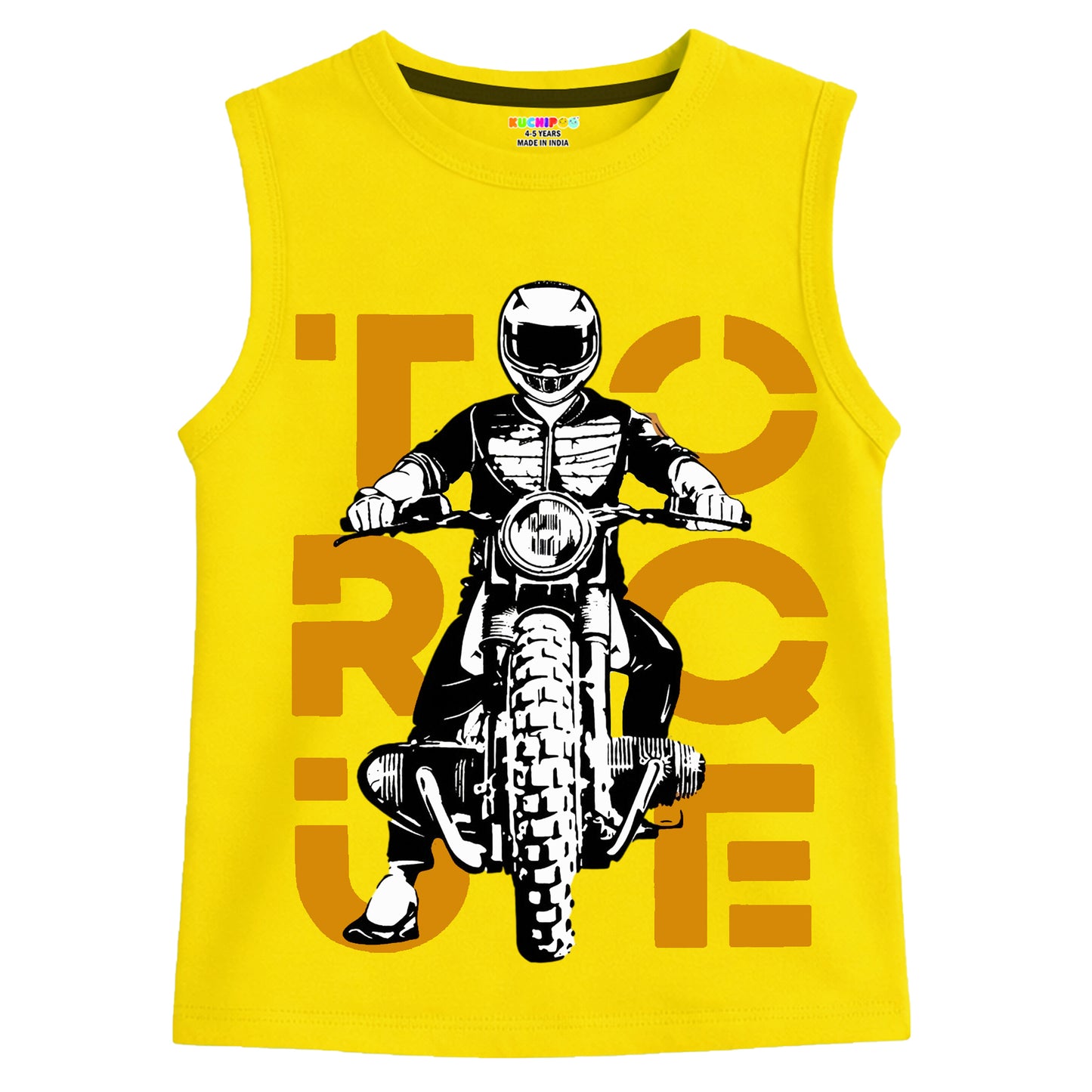 Kuchipoo Boys Sleeveless Cotton Tshirts | Printed Round Neck Kids Tshirts for Summer Wear | Pack of 4
